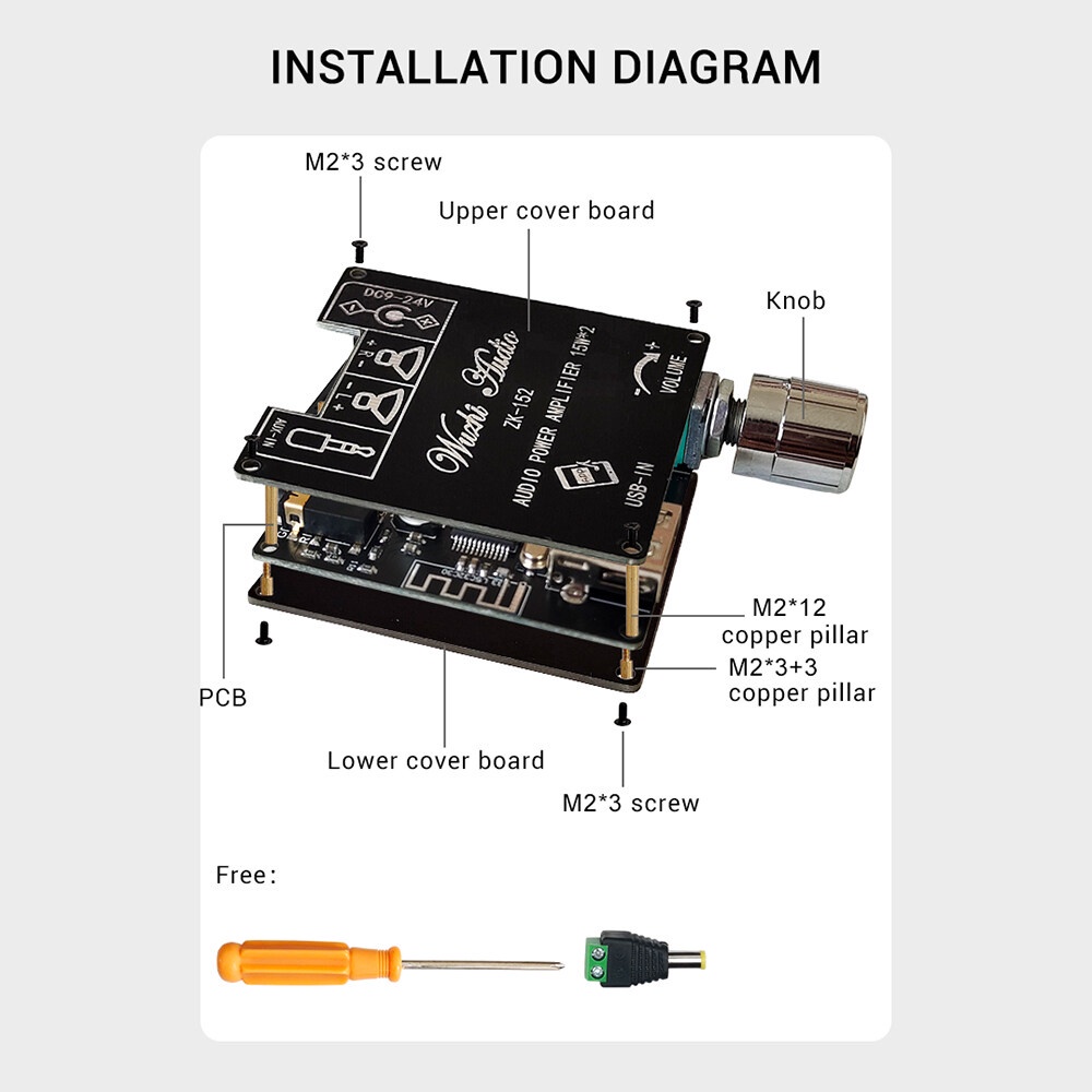 AIDEEPEN Bo mạch khuếch đại âm thanh bluetooth 2.0 kênh kép 15W + 15W ZK-152 / ZK-152T 5.1 chuyên dụng