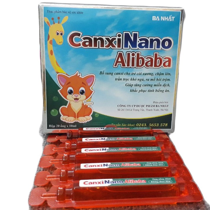 Siro Canxi Nano Alibaba Phát Triển Chiều Cao, Trị Biếng Ăn 20 ống X 10ml