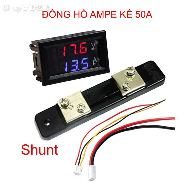 ĐÔNG HỒ ĐO VÔN KẾ 0-100V VÀ AMPE KẾ 50A BAO GỒM THANH ĐIỆN TRỞ ĐẤU NỐI SHUNT (Kho hàng Hà nội)