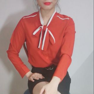 Sơ mi trơn cổ nơ