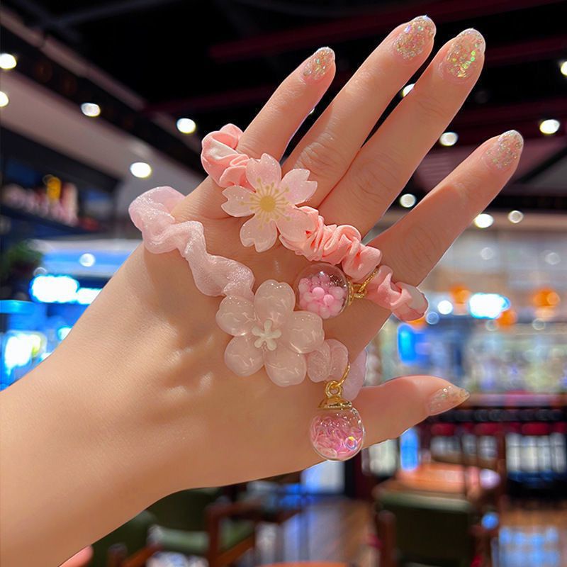 Dây Cột Tóc Cao Su Co Giãn Hình Hoa Nhỏ Màu Hồng Dễ Thương Thời Trang Mùa Hè Cho Nữ