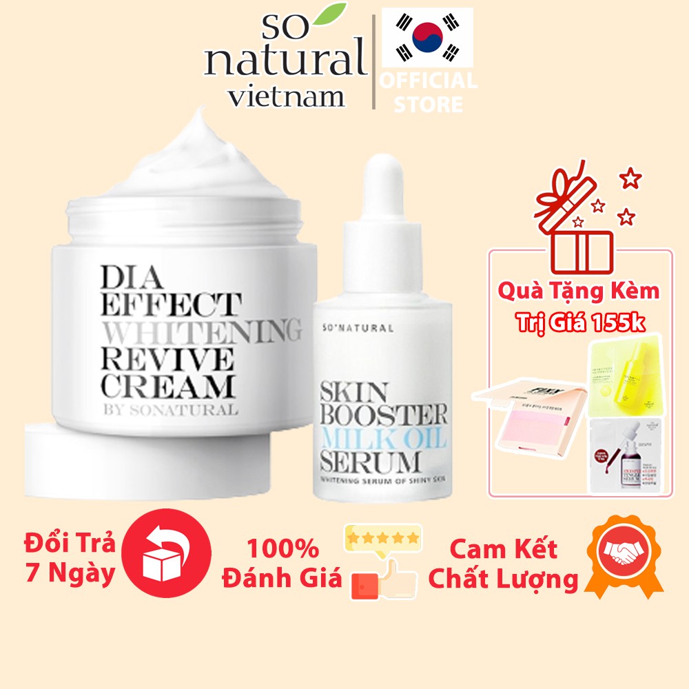 Combo Dưỡng Da Serum Milk Oil Và Kem Dưỡng Trắng Dia So Natural 30ml và 70ml
