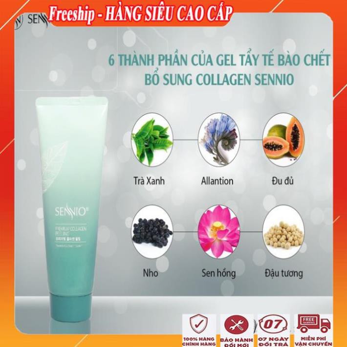 [FreeShip - HÀNG CHÍNH HÃNG] Kem tẩy da chết mặt, môi,ngừa mụn và trắng da/Gel tẩy tế bào chết bổ sung collagen sennio