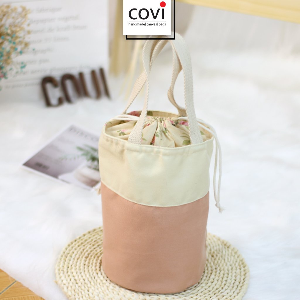 Túi cơm 2 màu Vải Canvas Thương Hiệu Covi