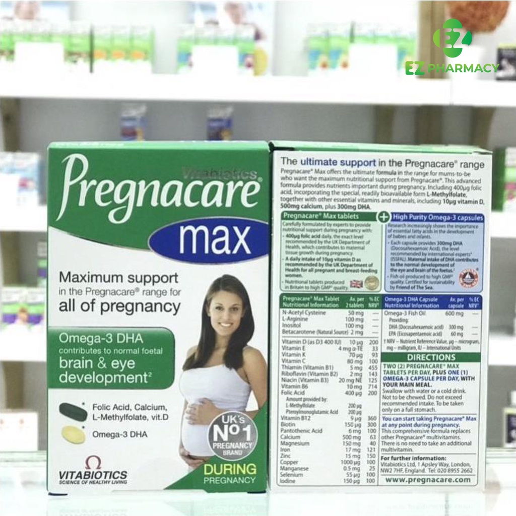 Viên uống Pregnacare Max Bổ sung vitamin, khoáng chất và DHA tăng cường sức khỏe cho mẹ và bé