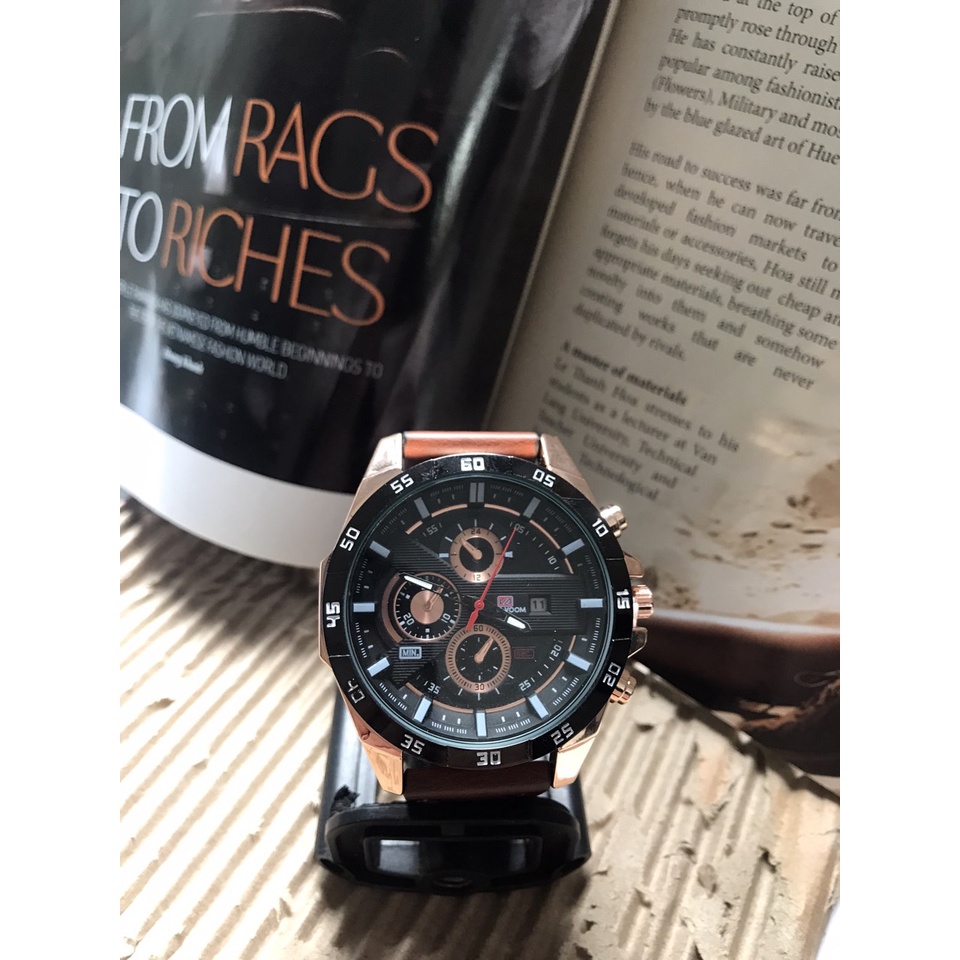 Đồng Hồ Nam Dây Da Đeo Tay Sang Trọng Lịch Lãm VAVAVOOM