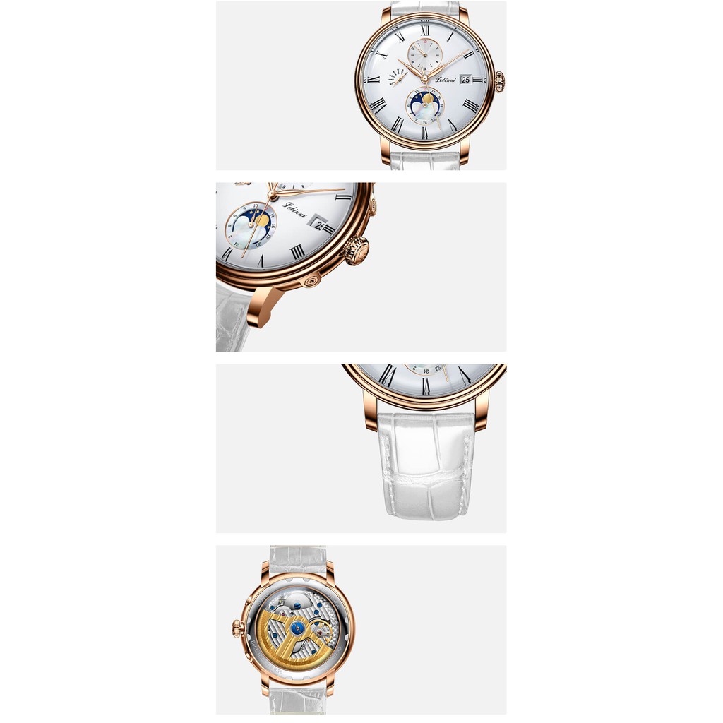 Đồng hồ nữ Lobinni L2075-1 chính hãng thụy sỹ,Kính sapphire ,chống xước,Chống nước 50m ,BH 24 tháng,Máy cơ (Automatic)