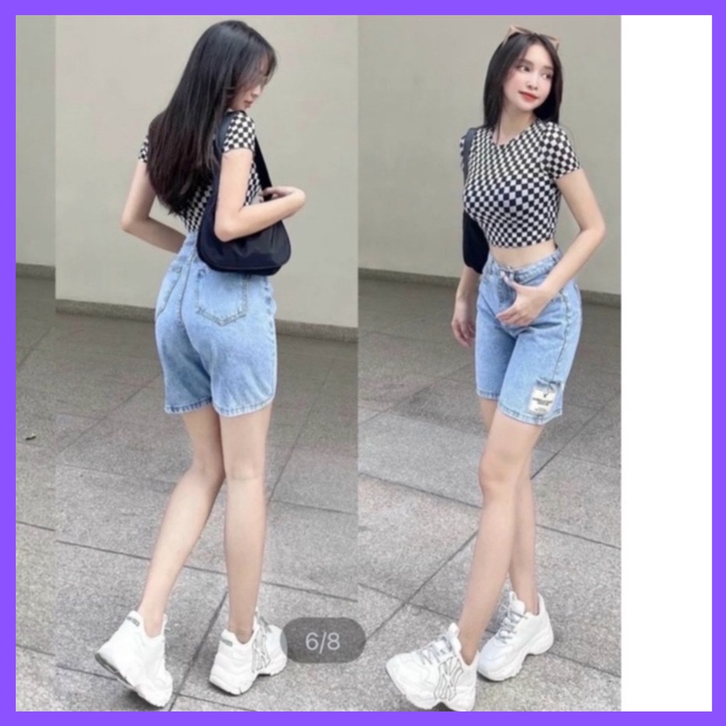 Quần Ngố Lửng cạp cao Ống Rộng rách cạnh sườn. Chất Bò không dãn siêu xinh