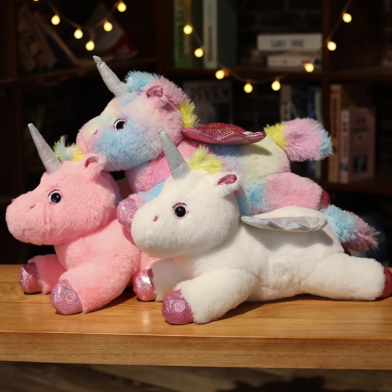 AIXINI ❤38cm Colorful LED Unicorn Plush Toys Glowing Stuffed Animals Pink Unicornio Horse Toy Cute Light Up Doll Kids Girls Xmas