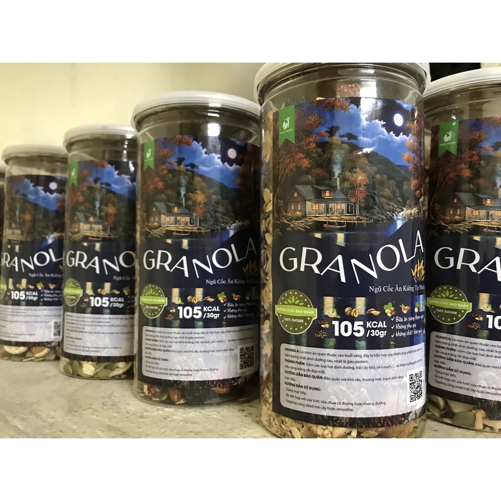 Granola siêu Hạt chỉ 5% Yến Mạch 500gr ngũ cốc granola vị tự nhiên Mix 7 loại hạt ha.na_healthy
