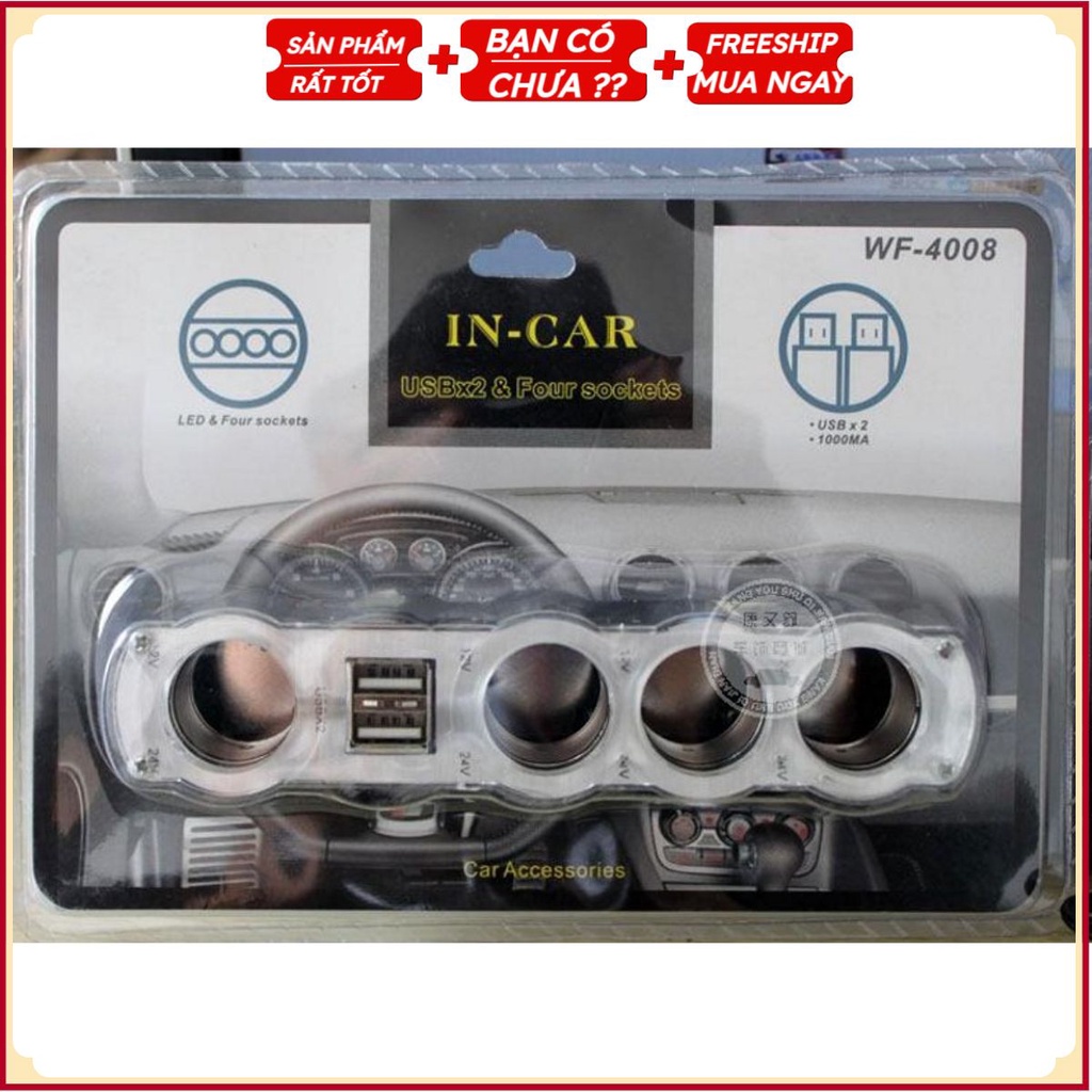 Bộ Chia Sạc Ô Tô 12V/24V WF-4008 (Hai cổng USB)