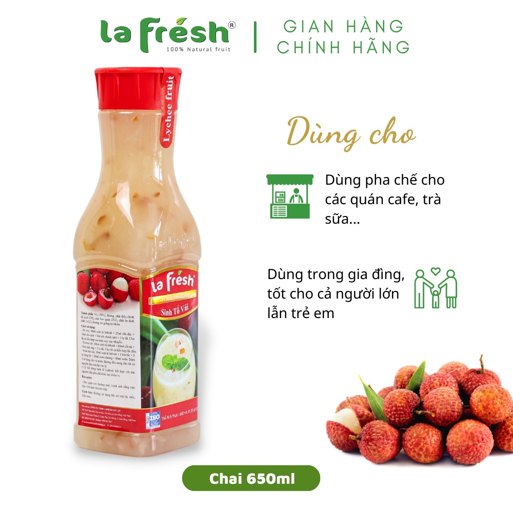 Sinh Tố Vải Lafresh Đà Lạt Chai 650ml