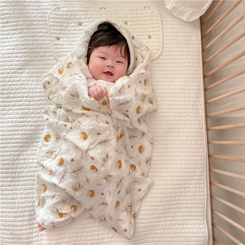 Khăn tắm xô sợi tre Muslin Swaddle kích thước 110cm x 120cm- Khăn quấn sợi tre cho bé sơ sinh