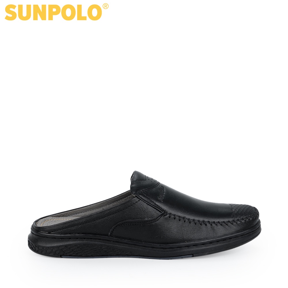 Dép sục nam da bò SUNPOLO SPO333 Đen Có size lớn