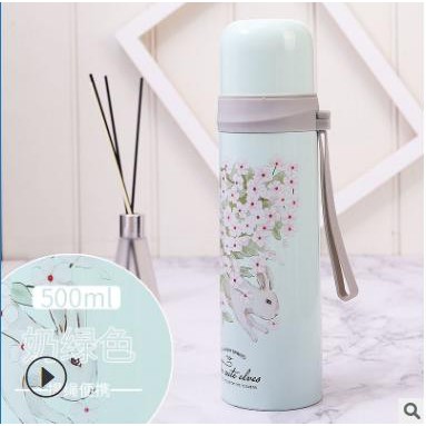 Bình giữ nhiệt 500ml siêu dễ thương phối màu cá tính - Bình giữ nhiệt Inox cao cấp Hồng Hạc