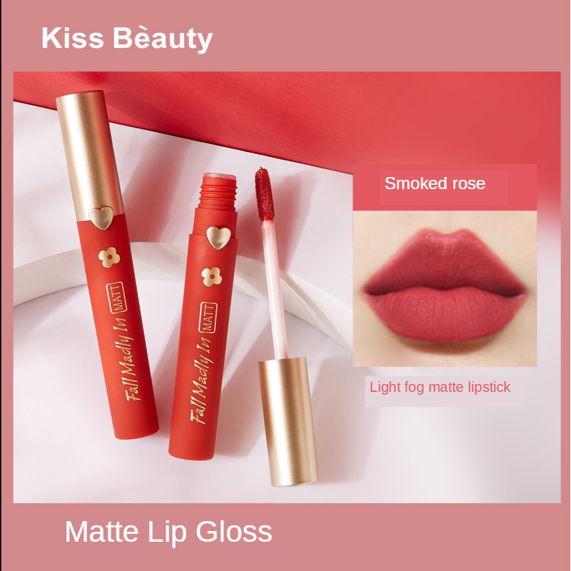 [Hàng mới về] Son Kem Lì Kiss Beauty Lâu Trôi Chống Thấm Nước 4 Màu Tùy Chọn Thời Trang