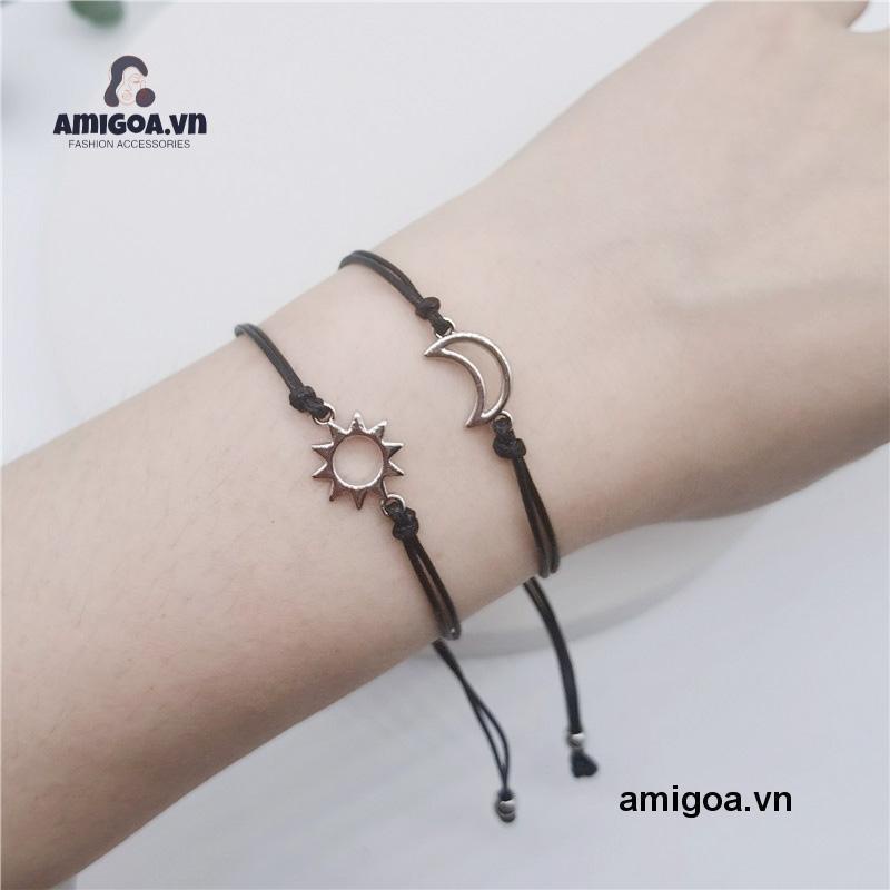 ✨✨Set 2 Vòng Tay Hình Mặt Trăng/Mặt Trời Có Thể Điều Chỉnh Thời Trang Cho Cặp Đôi