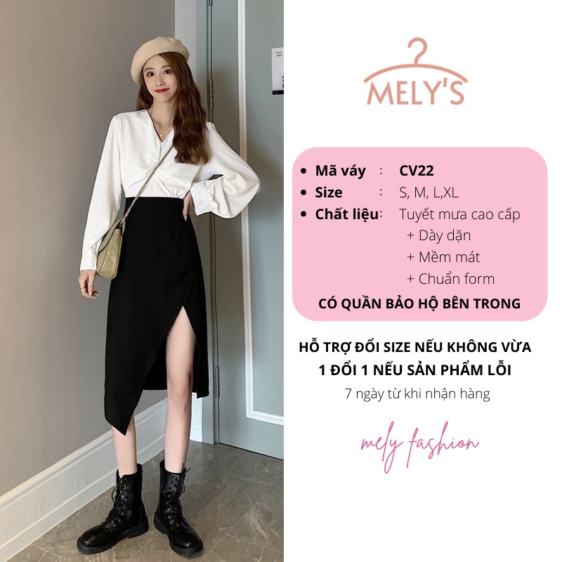 Chân váy Midi dài xẻ tà vạt chéo cá tính phong cách sang trọng có big size Mely's Fashion CV22