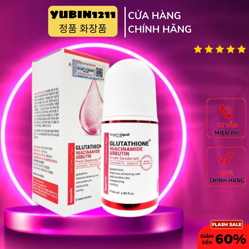 Lăn Nách Ngăn Mùi, Giảm Thâm Vùng Nách Angel’s Liquid Glutathione Fresh-Up Whitening Magic Deo Stick 60ml