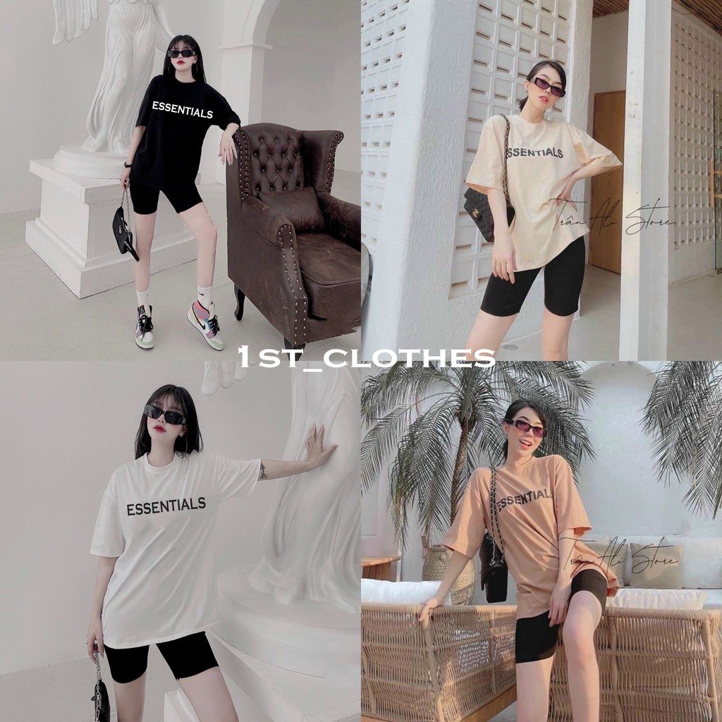 Set bộ đồ nữ áo phông chữ ESS mix quân legging lửng