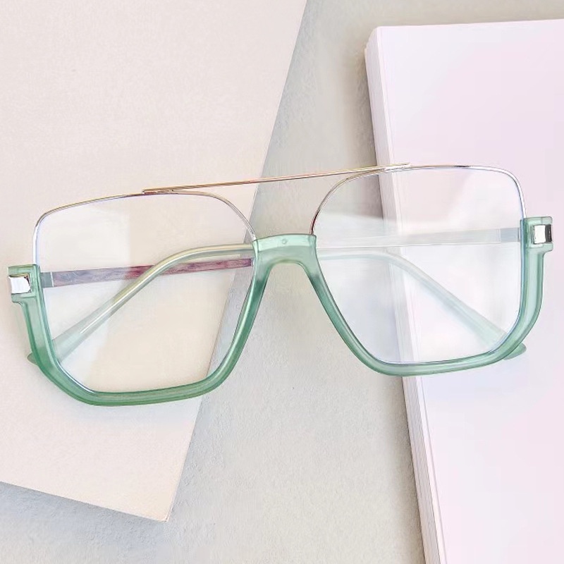 Mắt Kính Gọng Vuông Bằng Kim Loại Chống Ánh Sáng Xanh Thời Trang