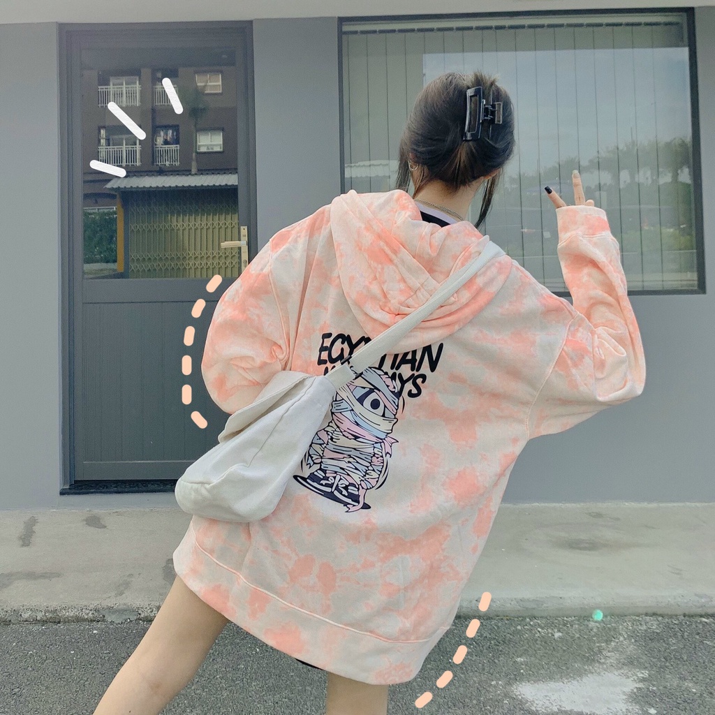 Áo khoác nỉ form rộng hoodie zip khoá kéo unisex in hình xác ướp SIB006