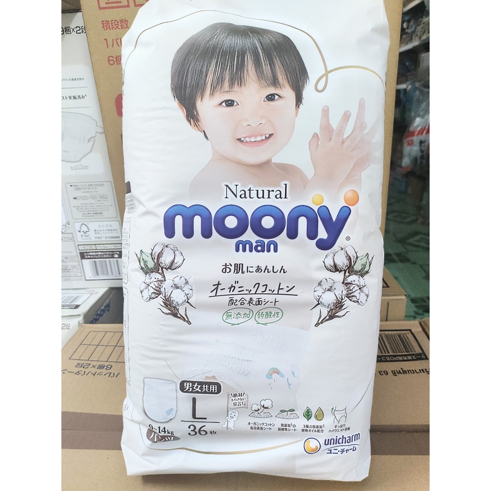 Tã Moony Dán Natural Nội Địa Nhật Bản Size NB63/S58/M46/L38