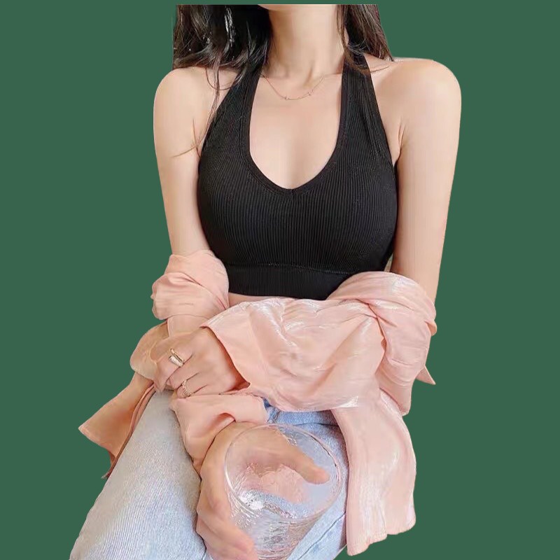 Áo Bra Thun Tăm Hở Lưng Cổ Yếm KHÔNG ĐỆM NGỰC - Áo Bra Nemon Co Giãn 4 Chiều