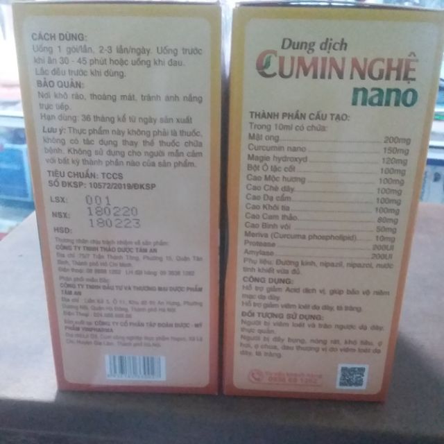 Dung dịch CUMIN NGHỆ NANO hộp 20 gói