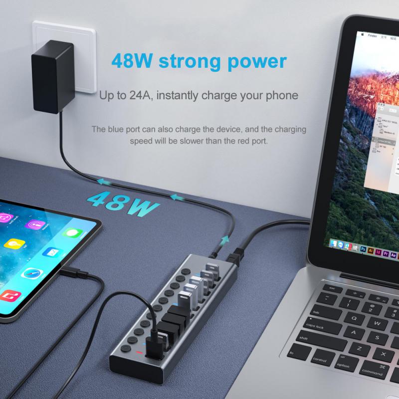 Bộ Chia Nhiều Cổng Usb 3.0 3 0 Có Công Tắc Nguồn Usb 3.0 Cho Pc Laptop