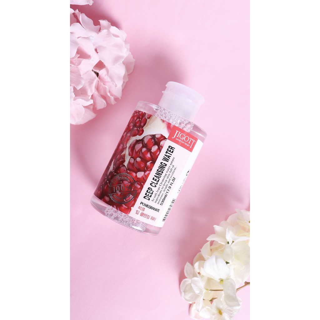 Nước Tẩy Trang Chiết Xuất Lựu Đỏ Dịu Nhẹ Làm Sạch Sâu Và Dưỡng Ẩm Da JIGOTT Deep Cleansing Water 530ml