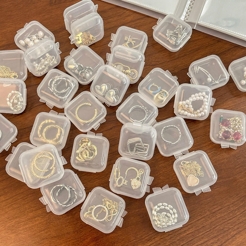 Set 10 Hộp Nhựa Vuông Trong Suốt Đựng Trang Sức