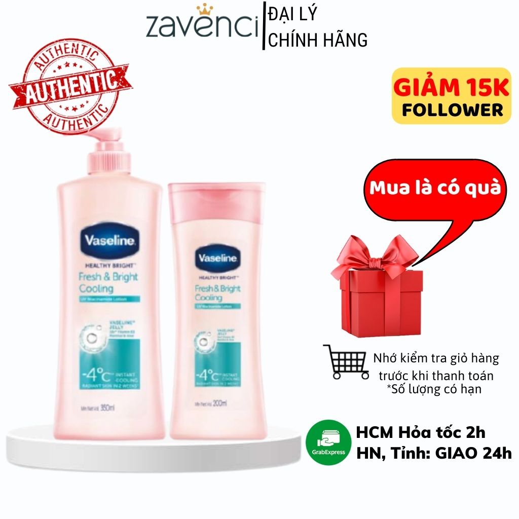 Sữa Dưỡng Thể VASELINE Kem Dưỡng Trắng Da Toàn Thân Healthy White Nâng Tông Mềm Mịn Da (350ml)