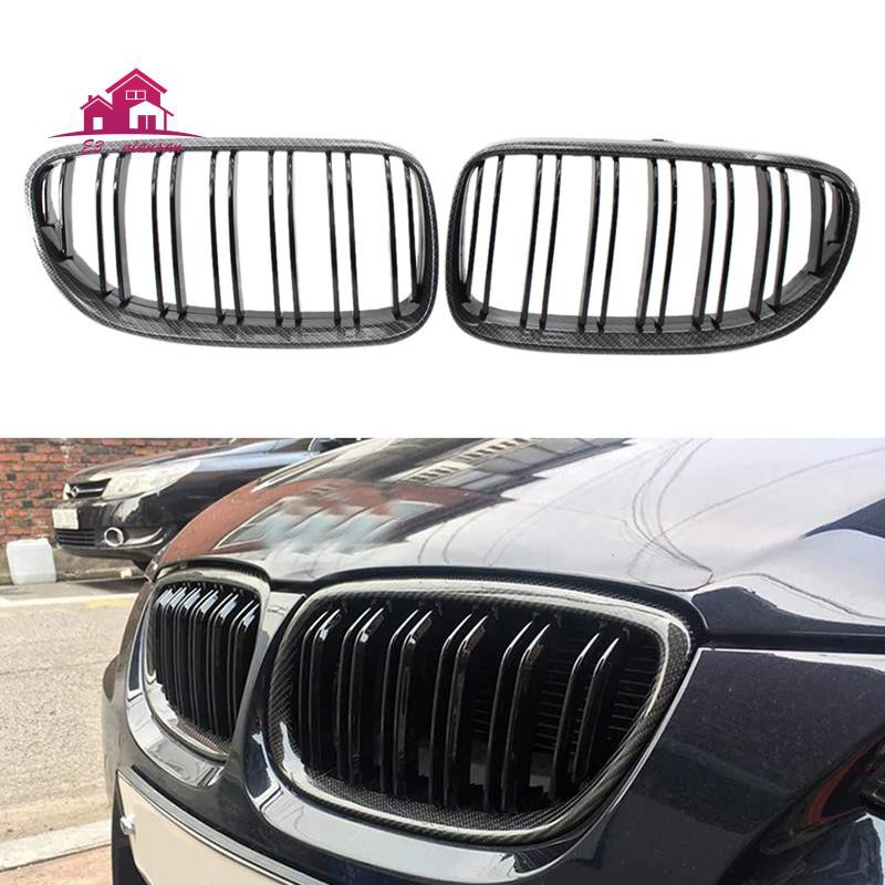 Front Kidney Grille Glossy Black Carbon Fiber Double Line Grill for BMW E92 E93 3 Series Coupe/Convertible 2010-2013