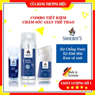 Combo xịt nano giày chống thấm nước + kem vệ sinh giày + xịt khử mùi giày shoeboy's/ tẩy trắng giày, khử mùi hôi giày