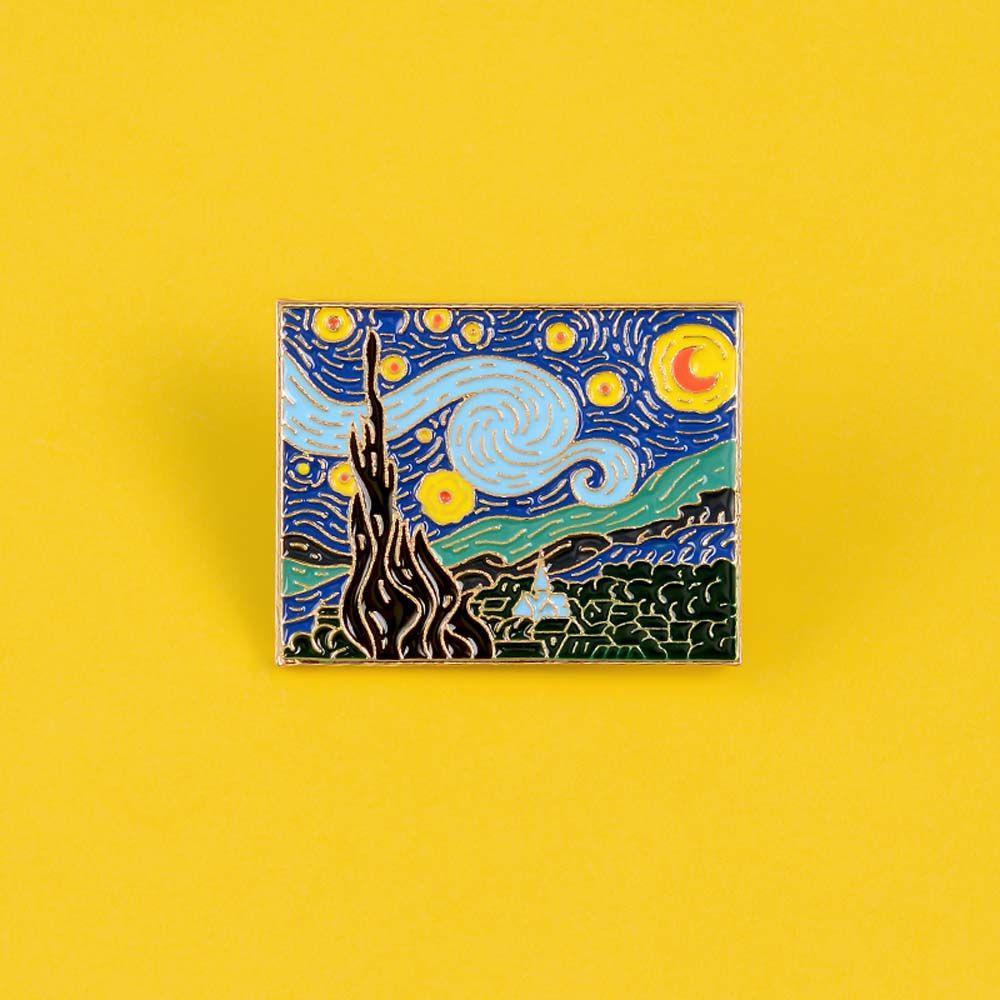 Ghim Cài Áo Hình Tranh Sơn Dầu Van Gogh Độc Đáo