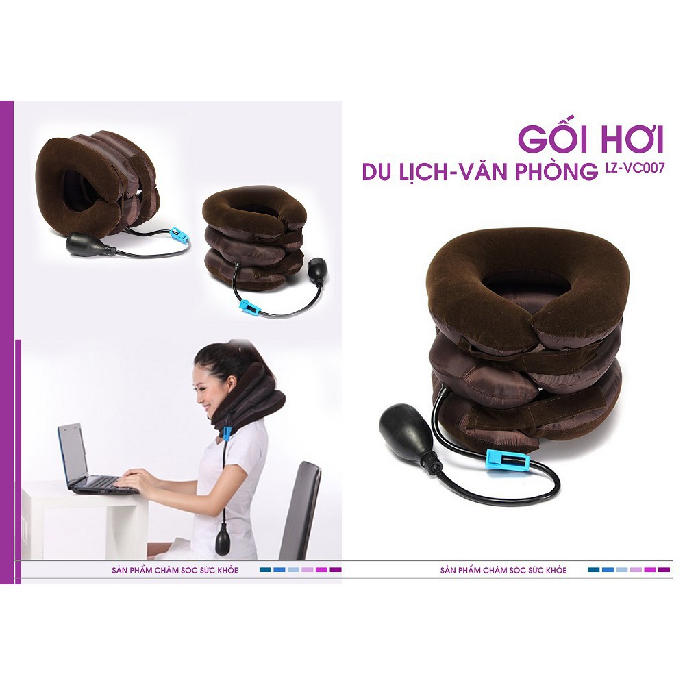 Gối Massage Cổ Hỗ Trợ Điều Trị Đau Mỏi Cổ, Gáy Đai Mátxa Cổ Hơi Kéo Giãn Cổ Thiết Bị Nâng Cổ Hơi - HHT 03.1