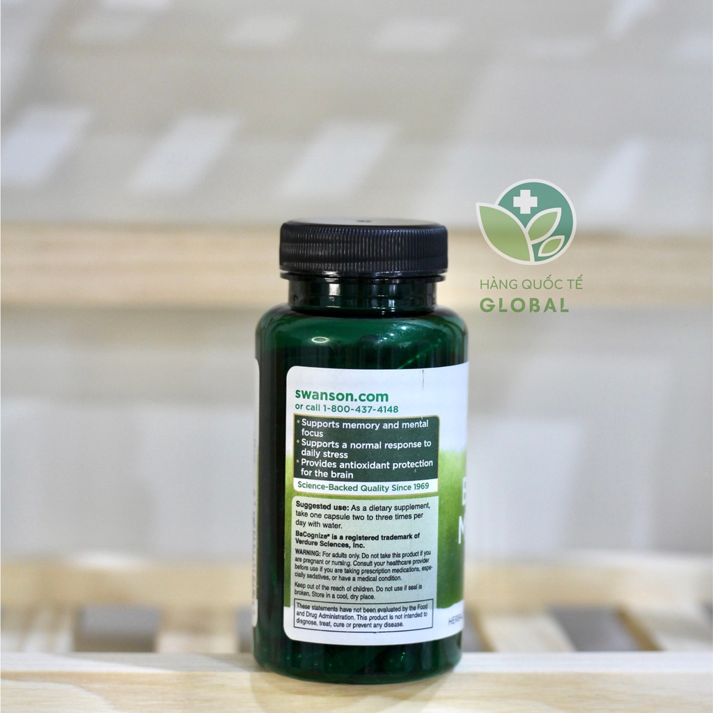 SWANSON BACOPA MONNIERI, 90 viên, Giảm căng thẳng, tăng trí nhớ