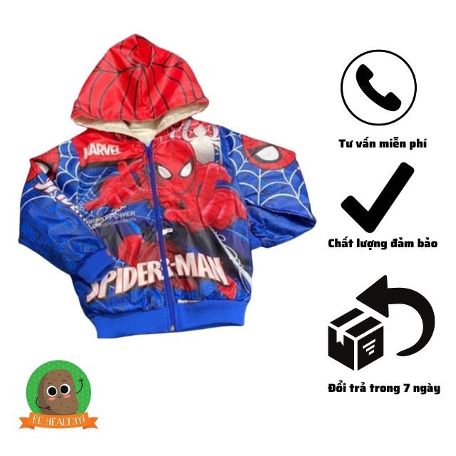 Áo khoác gió siêu nhân cho bé trai áo gió cho bé trai 8-18kg Tunkid in hình siêu nhân chất ấm áp