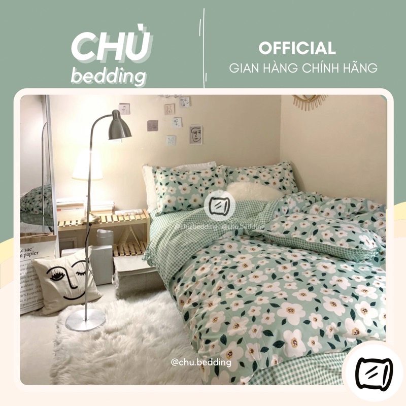 Bộ chăn ga gối poly cotton: hoa nhí xanh lá🌿 | BigBuy360 - bigbuy360.vn