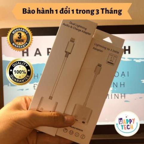 [ Freeship ] - Cáp chuyển tai nghe iPhone 2 cổng, Jack chuyển đổi vừa dùng sạc và tai nghe cùng lúc - Happytech