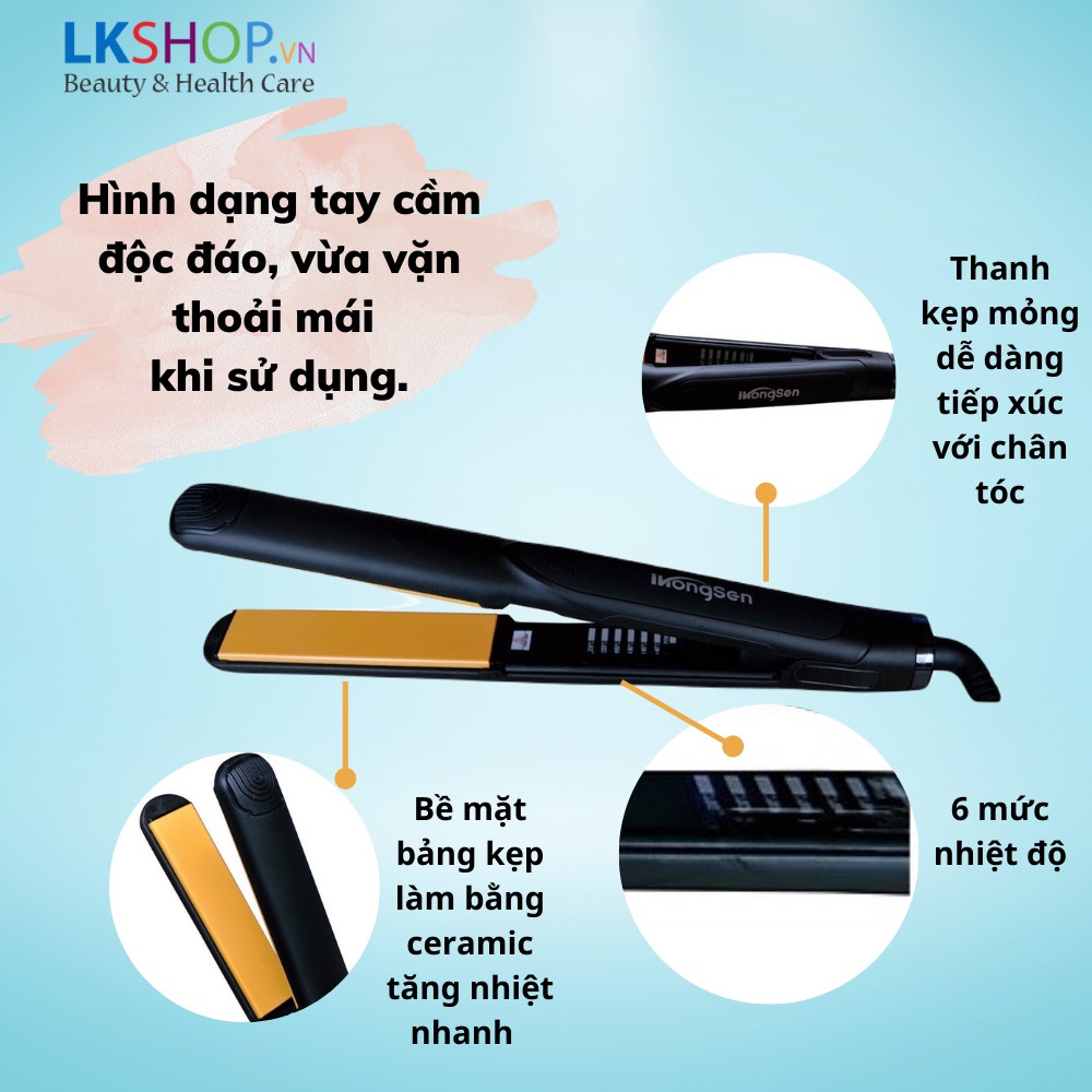 Hàng xuất Mỹ - Máy duỗi tóc phủ ceramic cao cấp, không gây hư tổn tóc, thế hệ mới tạo kiểu đa năng có thể duỗi, uốn lọn