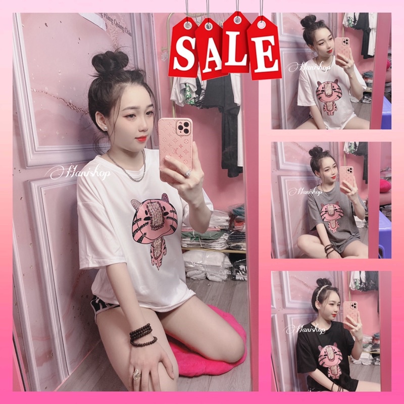 Áo phông in hình 3D chú hổ hồng chất cotton mềm ,thoáng mái,hình in rõ nét