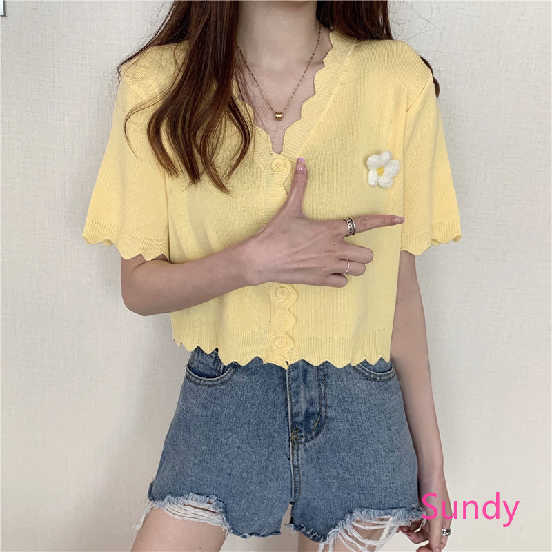 Áo Cardigan Dệt Kim Tay Ngắn Dáng Rộng Thời Trang Trẻ Trung Mùa Hè Cho Nữ | BigBuy360 - bigbuy360.vn