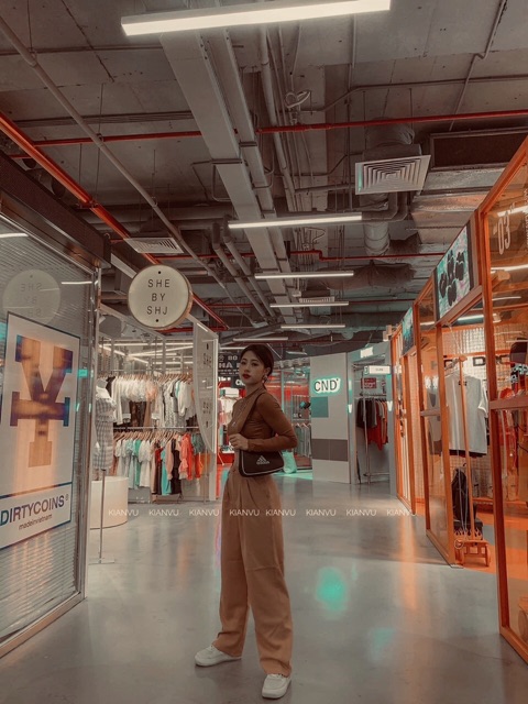 Set bộ thun áo croptop tay dài kèm quần culotes sang chảnh