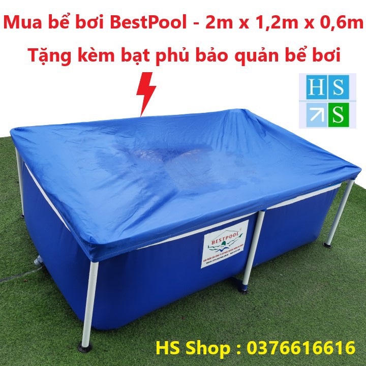 Bể bơi lắp ghép khung thép cao cấp BestPool (Bảo hành 3 năm) Bể bơi gia đình cùng phao cho bé - Tặng kèm bạt che bể