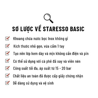 [COMBO GIÁ SỐC] DỤNG CỤ PHA CÀ PHÊ ESPRESSO MINI STARESSO BASIC + 2 GÓI CÀ PHÊ PHA MÁY 250gr