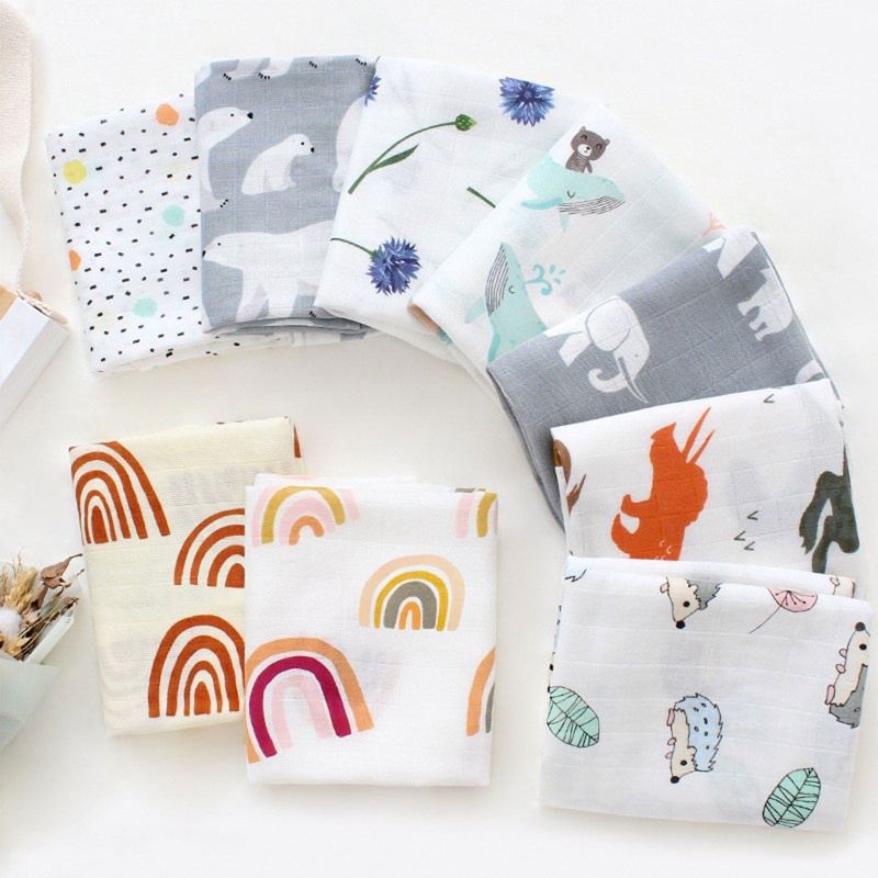 Chăn Quấn Em Bé Chất Liệu Cotton Mềm Mại Họa Tiết Đáng Yêu