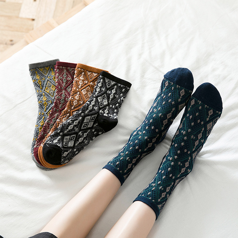 Vớ cotton họa tiết thổ cẩm thời trang dành cho nữ
