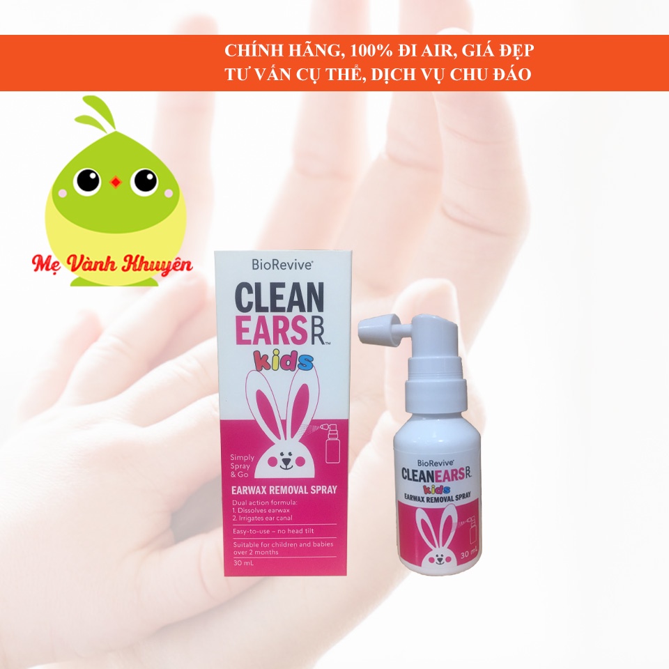 Xịt thỏ hồng tan ráy tai cho trẻ từ 2 tháng tuổi Clean Ears Kids, Úc 30ml